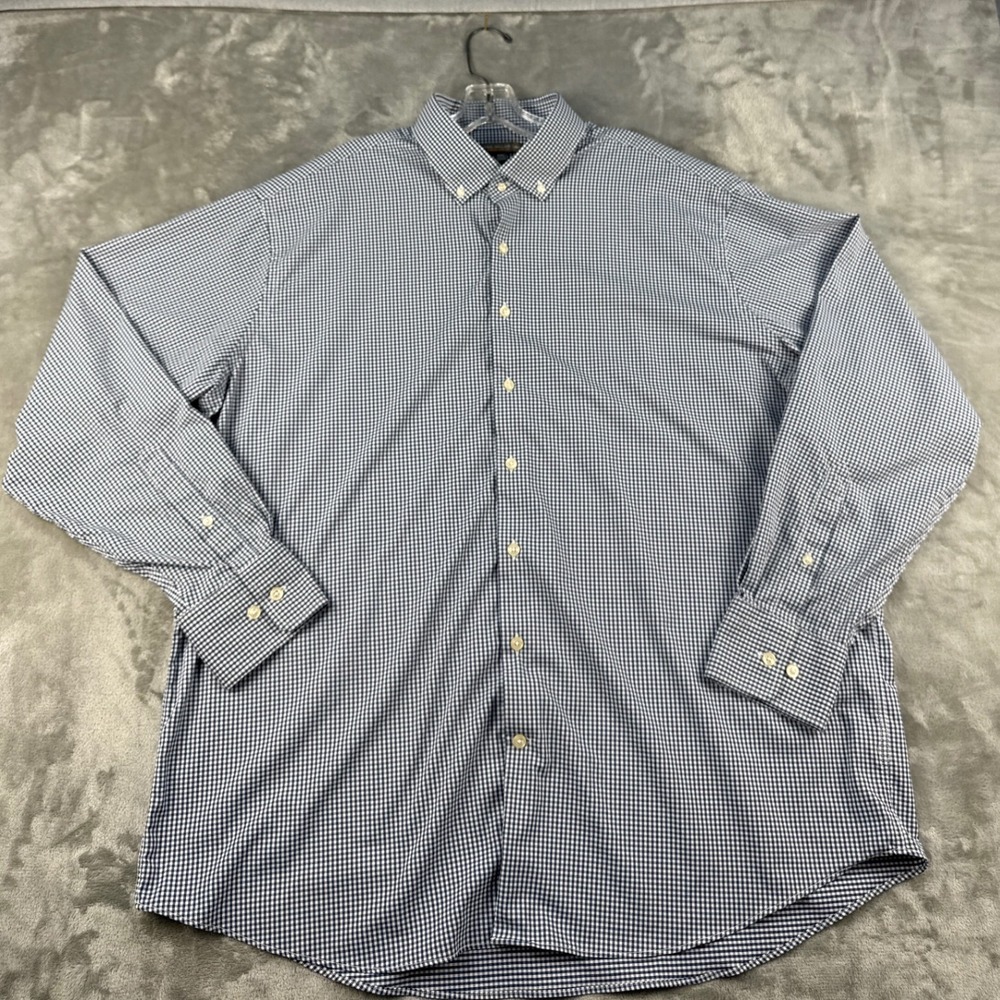 Peter Millar Summer Comfort XXL Gingham Button Down Shirt Navy Blue White Check